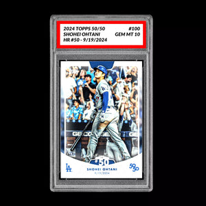 Graded 10 SHOHEI OHTANI HR #50 - 2024 Topps 50/50 Card #100 Dodgers MLB History Baseball