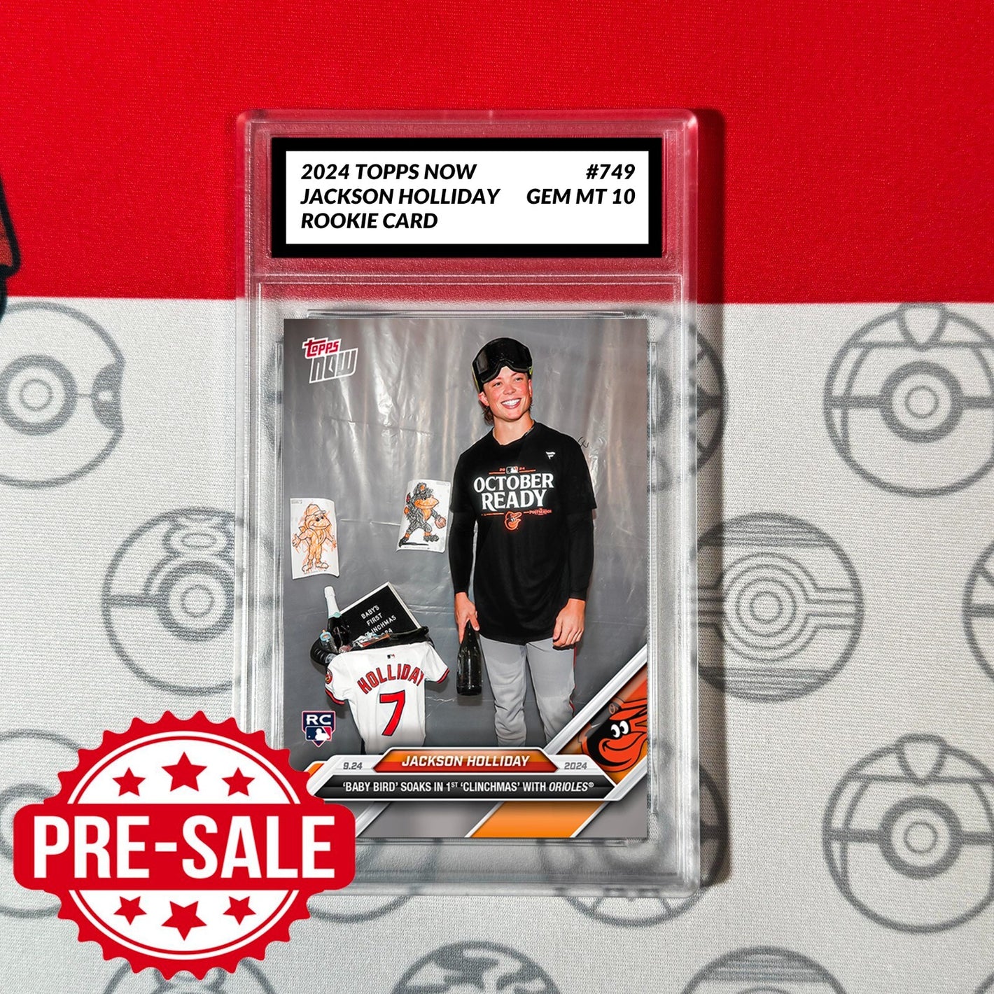 Graded 10 Jackson Holliday #749 RC Rookie Card 2024 Topps Now BABY BIRD Baseball