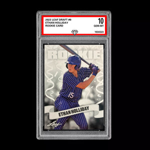 Graded 10 Ethan Holliday 2023 Leaf Draft #9 RC Rookie Baseball