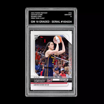 Graded 10 CAITLIN CLARK #144 RC Rookie Card 2024 Panini Instant Indiana Fever Basketball