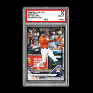 Graded 10 Cam Smith RC Rookie 2025 MLB Topps NOW Card 84 Houston Astros Baseball