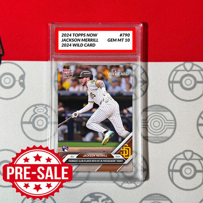 Graded 10 Jackson Merrill WILD CARD #790 Rookie RC 2024 TOPPS NOW Card Baseball