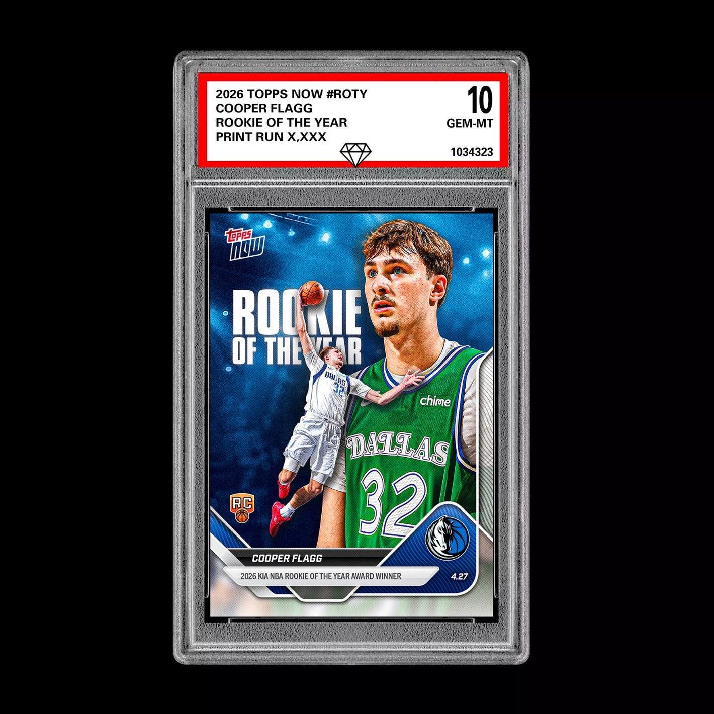 Graded 10 Cooper Flagg RC Rookie Card 2026 NBA Topps Now #ROTY Dallas Presale Basketball