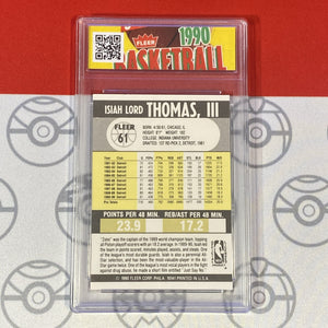 Graded 10 1990 Fleer Isiah Thomas Card 61 MINT Detroit Pistons GEM MINT Basketball