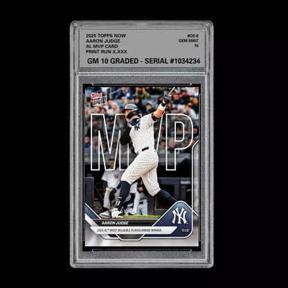 Graded 10 Aaron Judge AL MVP Card 2025 Topps NOW Yankees Baseball Card #OS-8 Baseball
