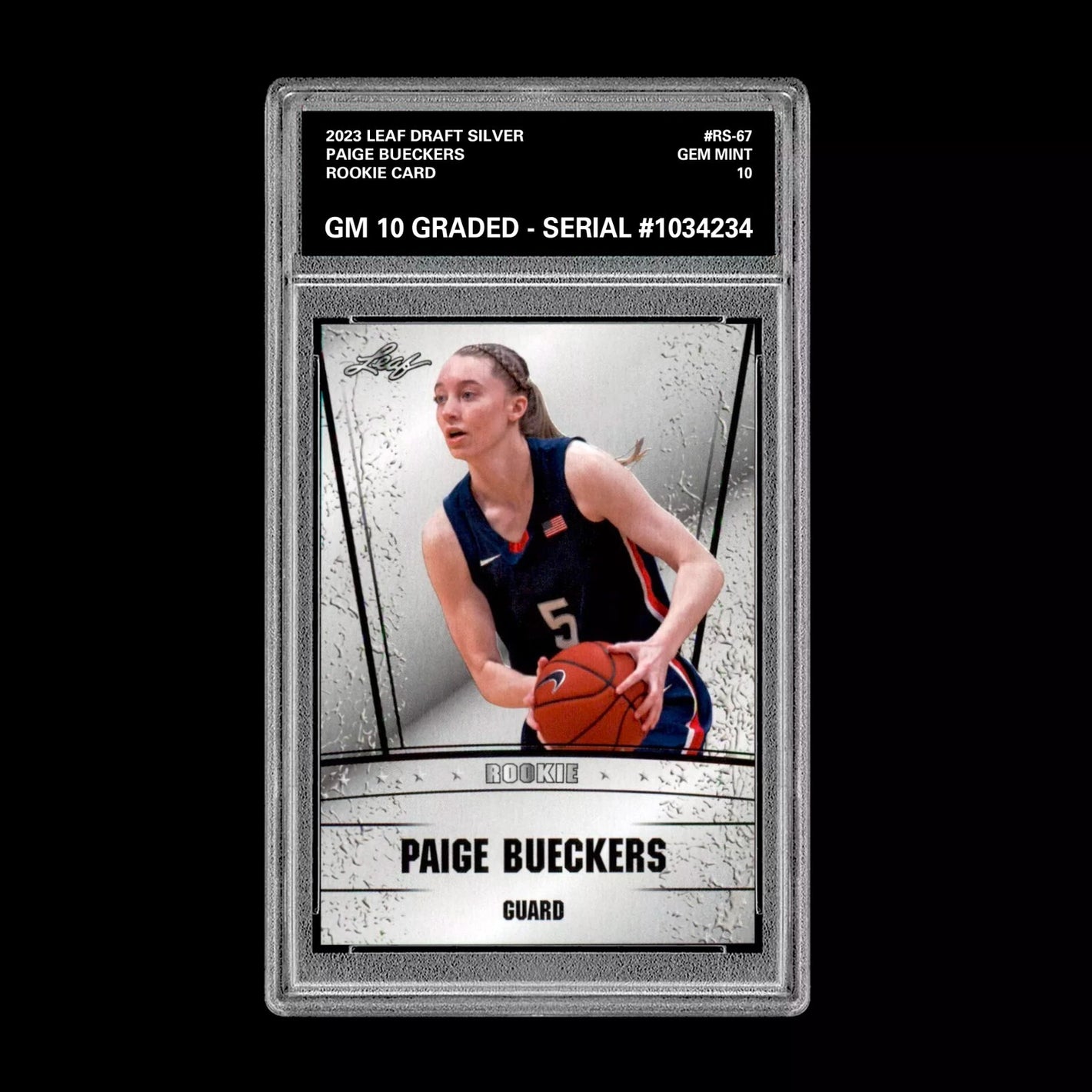 Graded 10 Paige Bueckers 2023 Leaf Draft Silver Rookie Card RC UConn Huskies #18 Basketball