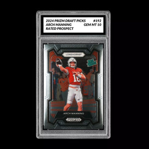 GRADED 10 2024 Prizm Draft Arch Manning RC ROOKIE TEXAS LONGHORNS #192 Football