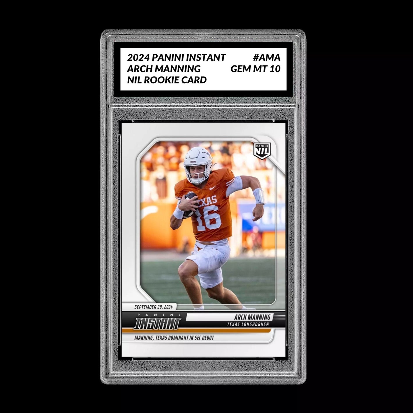 Graded 10 Arch Manning RC 2024-25 Panini Instant NIL NCAA #AMC Texas Rookie Card Football