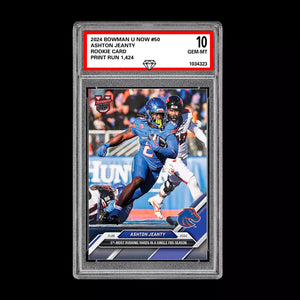 Graded 10 Ashton Jeanty Boise State 2024 Bowman U NOW Football Card #50 Football