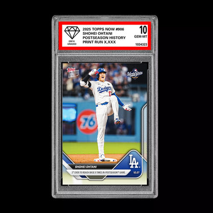 Graded 10 Shohei Ohtani History 9 Times on Base 2025 MLB Topps NOW #906 Card Baseball