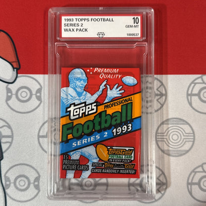 Graded 10 1993 NFL TOPPS Sealed Cello Pack Series 2 Unopened Authentic Football Football