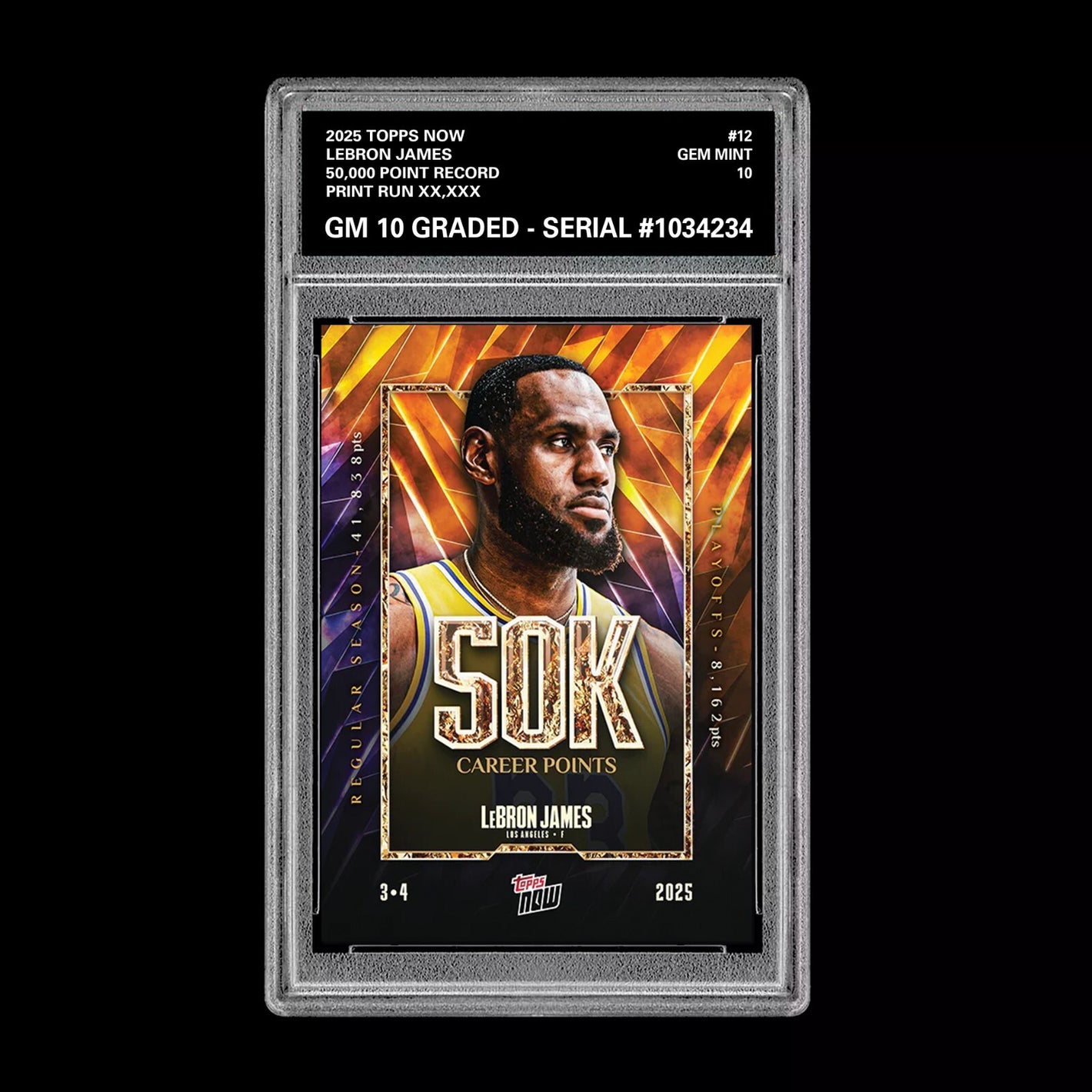 Graded 10 LeBron James #12 2025 Topps NOW Basketball 50k Points Lakers  Basketball