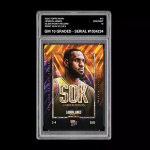 Graded 10 LeBron James #12 2025 Topps NOW Basketball 50k Points Lakers  Basketball