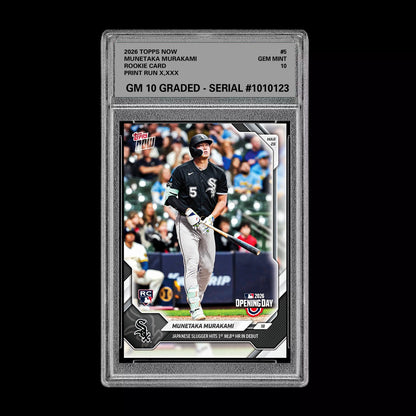 Graded 10 Munstaka Murakami RC Rookie #5 2026 Topps Now MLB Opening Day  Baseball