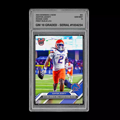 Ashton Jeanty RC 2024 Bowman U Now 1st Graded 10 NCAA Rookie Card #43 Heisman Football