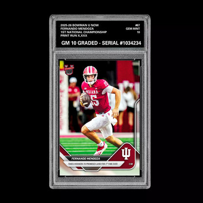 Graded 10 Fernando Mendoza #67 Indiana Hoosiers  2025-26 Bowman U NOW PRESALE Football