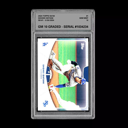 Graded 10 SHOHEI OHTANI SB #1 - 2024 Topps 50/50 Card #1 Dodgers MLB History Baseball