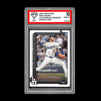 Graded 10 Roki Sasaki Rookie Card #558 2025 Topps Series 2 Los Angeles Dodgers Baseball