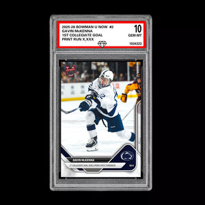 Graded 10 Gavin McKenna #2 Topps Now Bowman U Rookie Card Penn State Hockey RC Ice Hockey