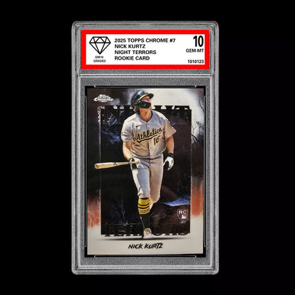Graded 10 Nick Kurtz #NT-5 RC Rookie Card 2025 MLB Topps Chrome Night Terrors Baseball