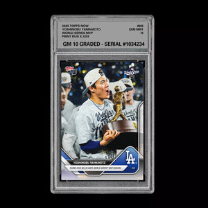 Graded 10 Yoshinobu Yamamoto  WORLD SERIES MVP 2025 MLB Topps NOW 926  Baseball