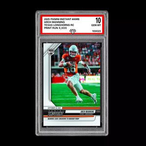 Graded 10 Arch Manning RC 2025 Panini Instant NIL NCAA #AMB Texas Rookie Presale Football