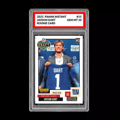 Graded 10 Jaxson Dart RC Rookie 2025 Panini Instant NFL Draft #15 NY Giants Football