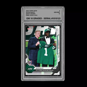 Graded 10 David Bailey  2025-26 TOPPS NOW RC Rookie Card Jets NFL Football Football