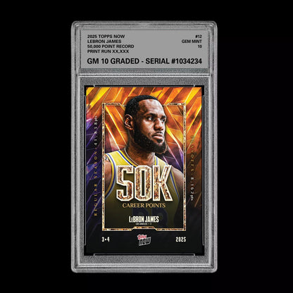 Graded 10 LeBron James #12 2025 Topps NOW Basketball 50k Points Lakers  Basketball