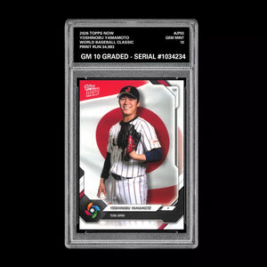 Graded 10 Yoshinobu Yamamoto 2026 Topps NOW #JP03 Team Japan World Classic Baseball