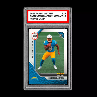 Graded 10 Omarion Hampton - 2025 Panini Instant #23 RC Rookie LA Chargers Football