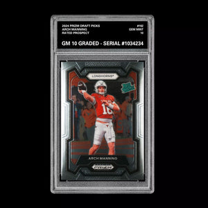 GRADED 10 2024 Prizm Draft Arch Manning RC ROOKIE TEXAS LONGHORNS #192 Football