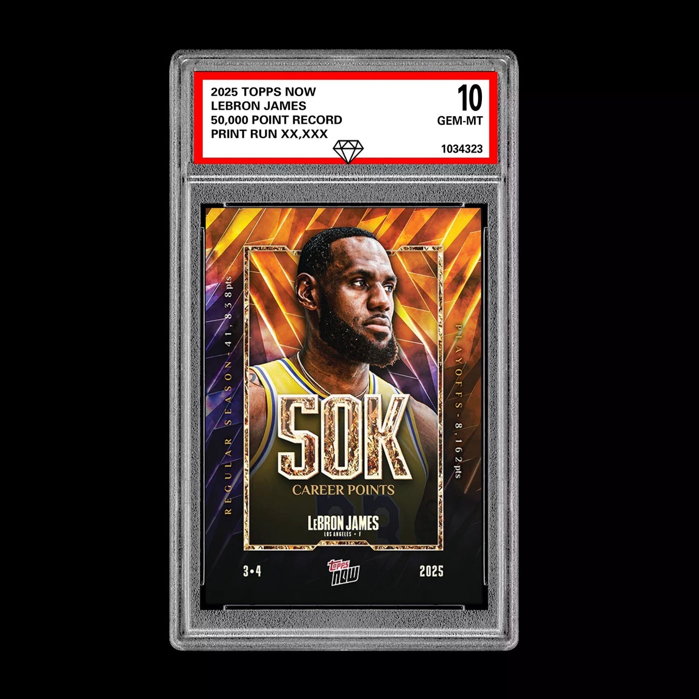 Graded 10 LeBron James #12 2025 Topps NOW Basketball 50k Points Lakers  Basketball