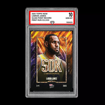 Graded 10 LeBron James #12 2025 Topps NOW Basketball 50k Points Lakers  Basketball