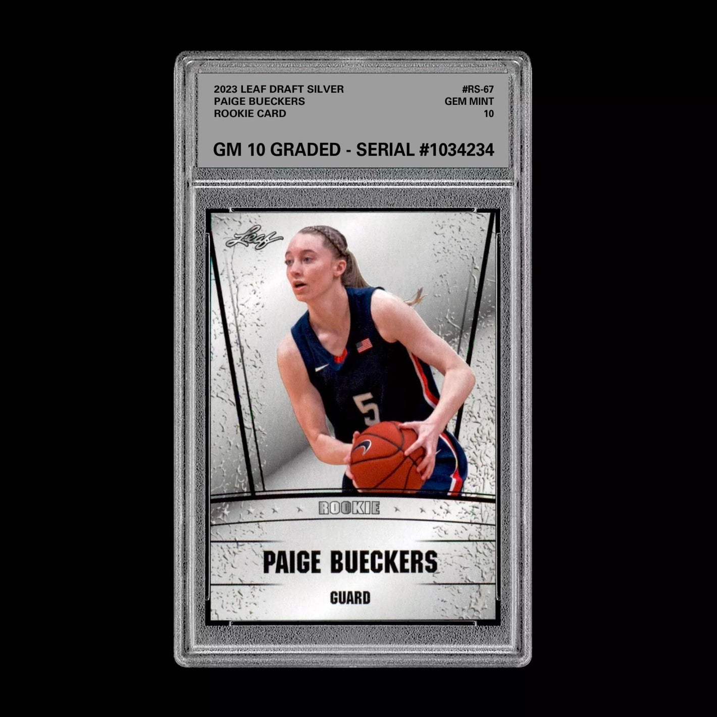Graded 10 Paige Bueckers 2023 Leaf Draft Silver Rookie Card RC UConn Huskies #18 Basketball