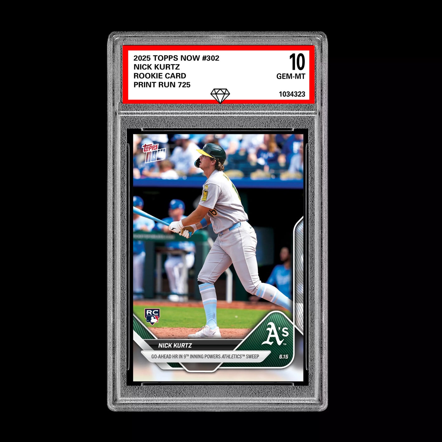 Graded 10 Nick Kurtz - 2025 TOPPS NOW #302 RC Rookie Oakland Athletics Baseball