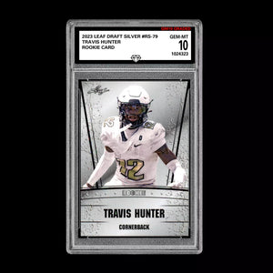 Travis Hunter 2023 Leaf Draft Silver Graded 10 Rookie Card RC Colorado Buffaloes Football