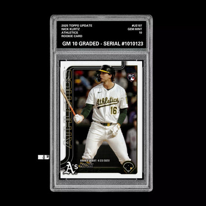 Graded 10 Nick Kurtz #US197 RC Rookie Card 2025 MLB Topps Update Athletics Baseball