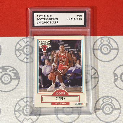 Graded 10 1990 Fleer Scottie Pippen Card 30 MINT Chicago Bulls GEM MINT Basketball
