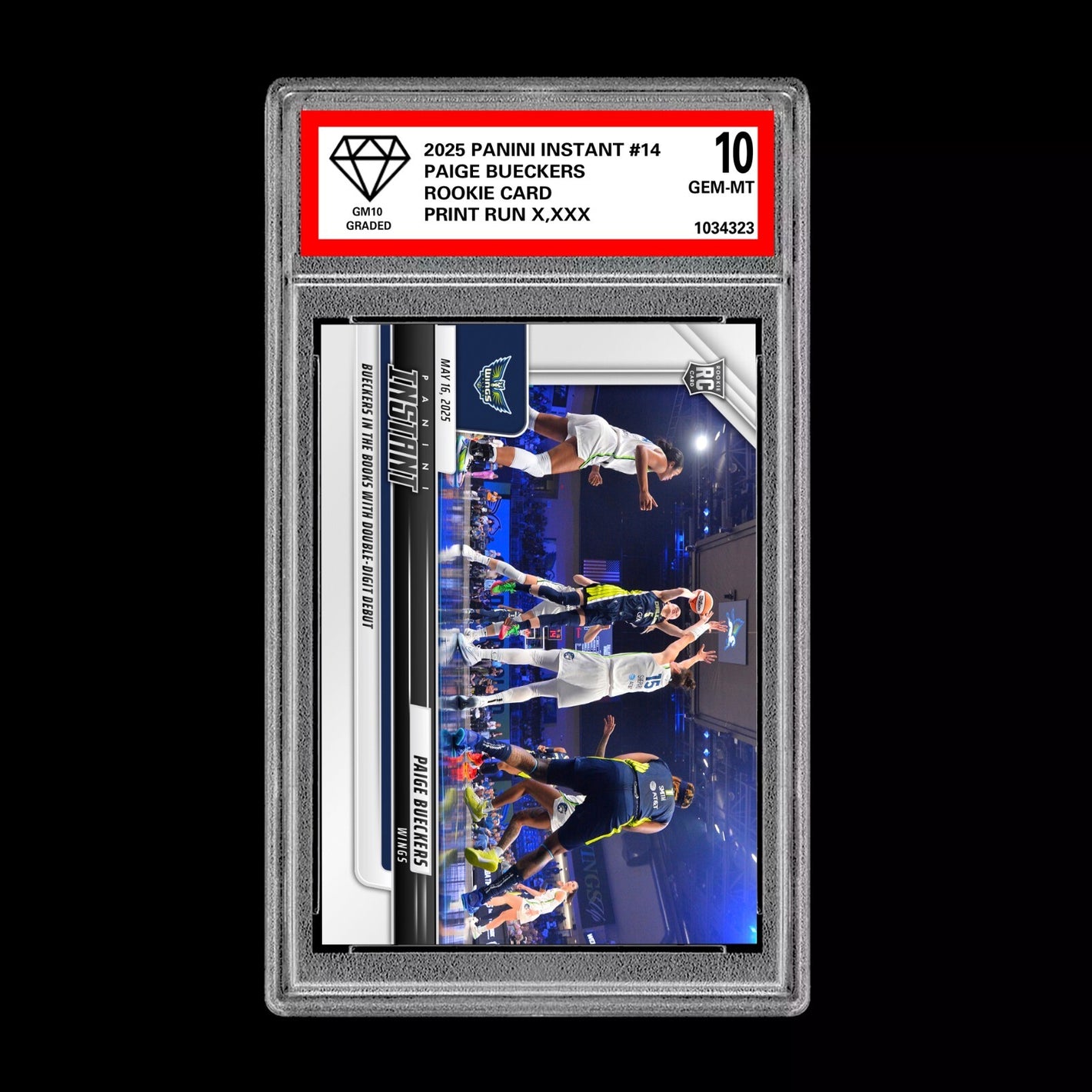 GRADED 10 Paige Bueckers DEBUT RC Rookie Card 2025 Panini Instant #14 WNBA Football