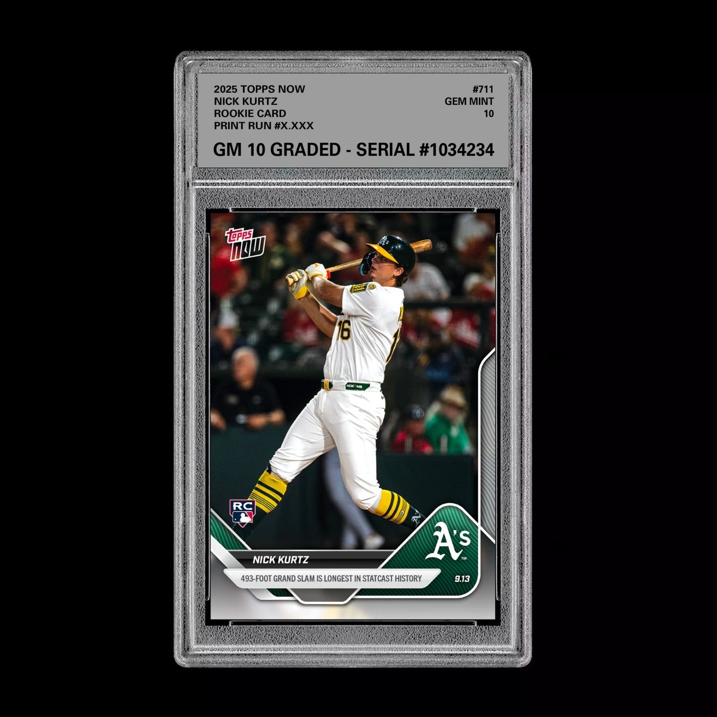 Graded 10 Nick Kurtz RC Grand Slam 2025 MLB Topps NOW Card 711 Rookie Card Baseball
