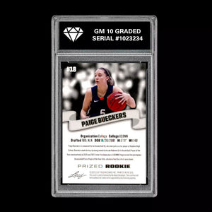 Graded 10 Paige Bueckers #18 2023 Leaf Prized Rookie Card RC UConn Huskies Basketball