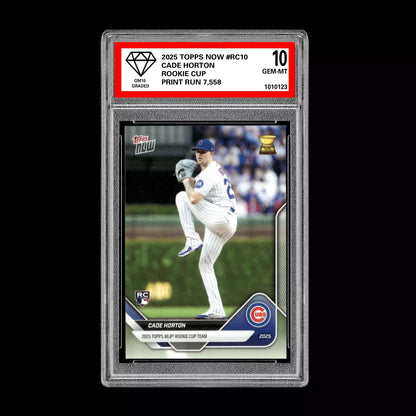 Graded 10 Cade Horton 2025 Topps Now Rookie Cup Chicago Cubs Baseball