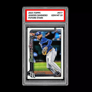 Graded 10 Junior Caminero #477 2025 Topps Future Stars Tampa Bay Rays Baseball