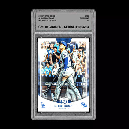 Graded 10 SHOHEI OHTANI HR #50 - 2024 Topps 50/50 Card #100 Dodgers MLB History Baseball