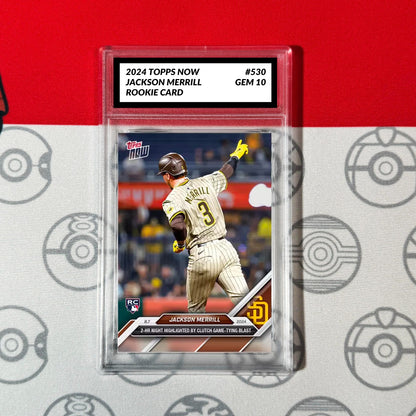 Graded 10 Jackson Merrill 530 Rookie RC 2 HR 2024 TOPPS NOW San Diego Padres Baseball