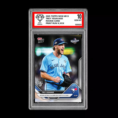 Graded 10 Trey Yesavage WORLD SERIES Rookie RC 2025 MLB Topps NOW 913 Presale Baseball