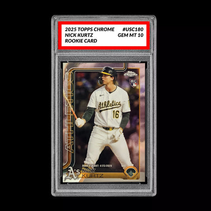Graded 10 Nick Kurtz #USC180 RC Rookie Card 2025 MLB Topps Chrome Athletics Baseball