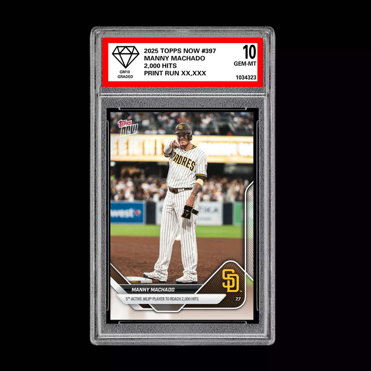 Graded 10 Manny Machado 2,000 Hits - 2025 TOPPS NOW #397 San Diego Padres MLB  Baseball