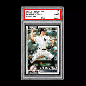 Graded 10 Cam Schlittler #111  Rookie Card RC 2026  Topps Series 1 Yankees Baseball